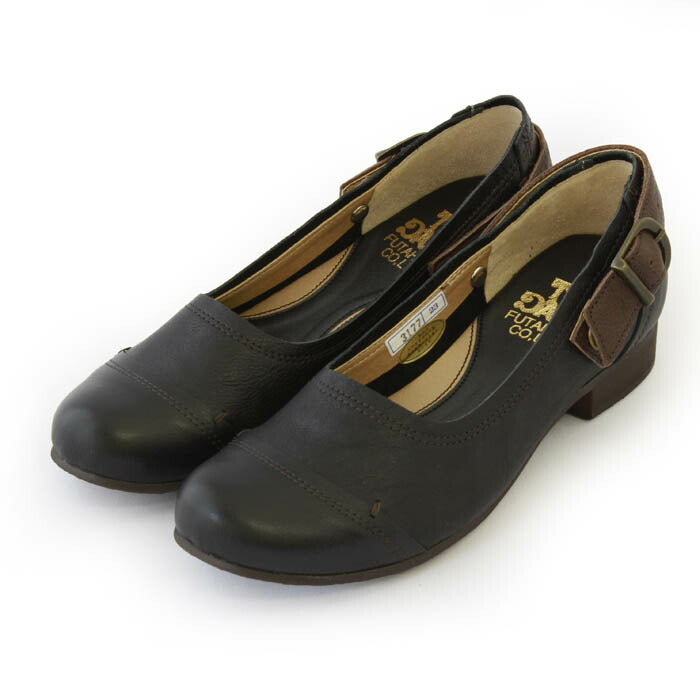 本革ボタン留めベルト付き2wayパンプス(3177)