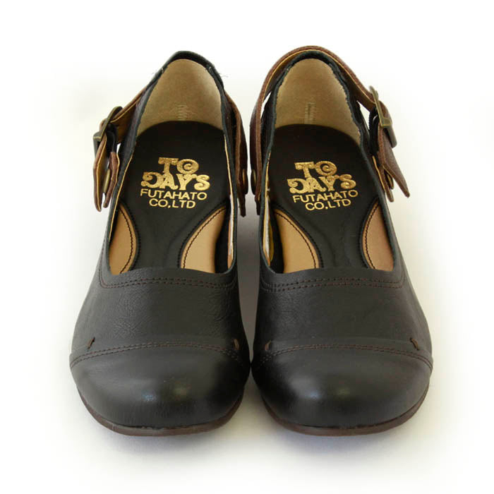 本革ボタン留めベルト付き2wayパンプス(3177)