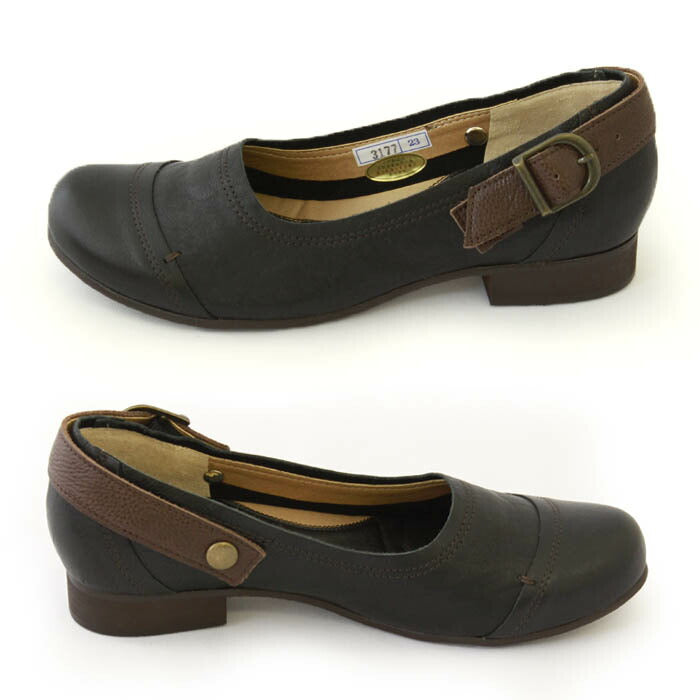 本革ボタン留めベルト付き2wayパンプス(3177)