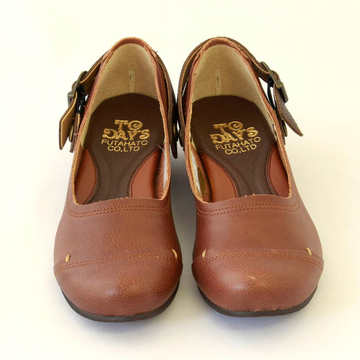 本革ボタン留めベルト付き2wayパンプス(3177)