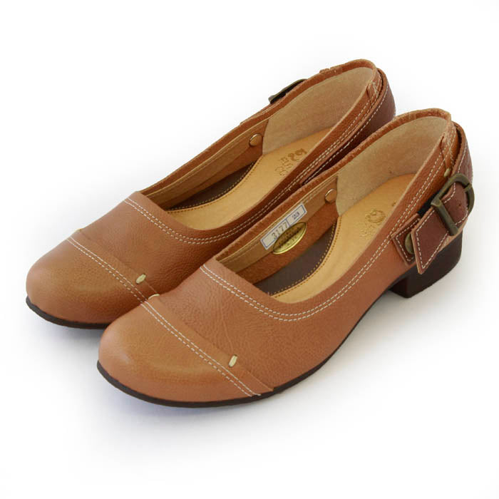 本革ボタン留めベルト付き2wayパンプス(3177)