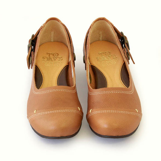 本革ボタン留めベルト付き2wayパンプス(3177)