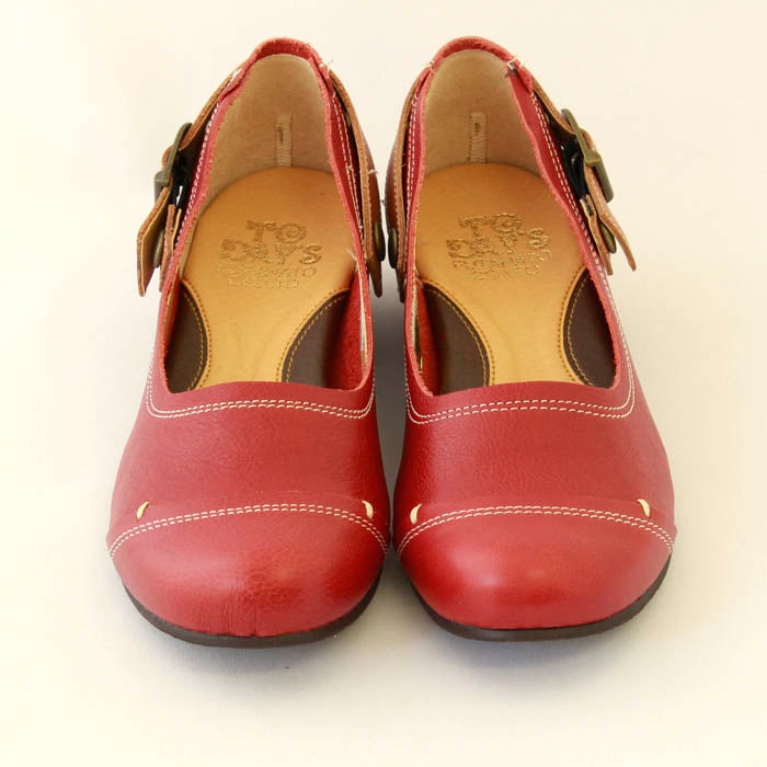 本革ボタン留めベルト付き2wayパンプス(3177)