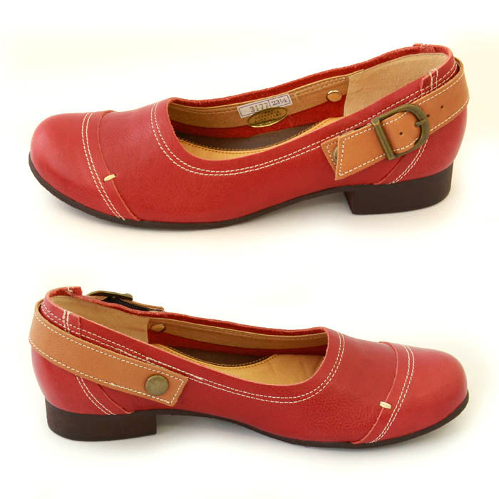 本革ボタン留めベルト付き2wayパンプス(3177)