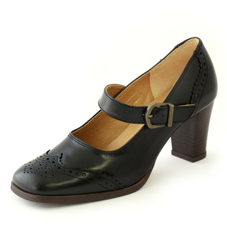 本革スクエアトゥパンプス (6527)